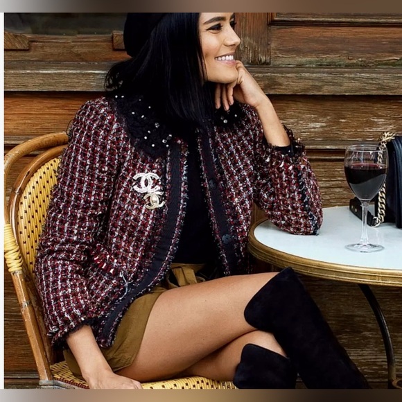Zara Jackets & Blazers - 55. Zara Tweed Blazer Size M With Lace Pearl Collar